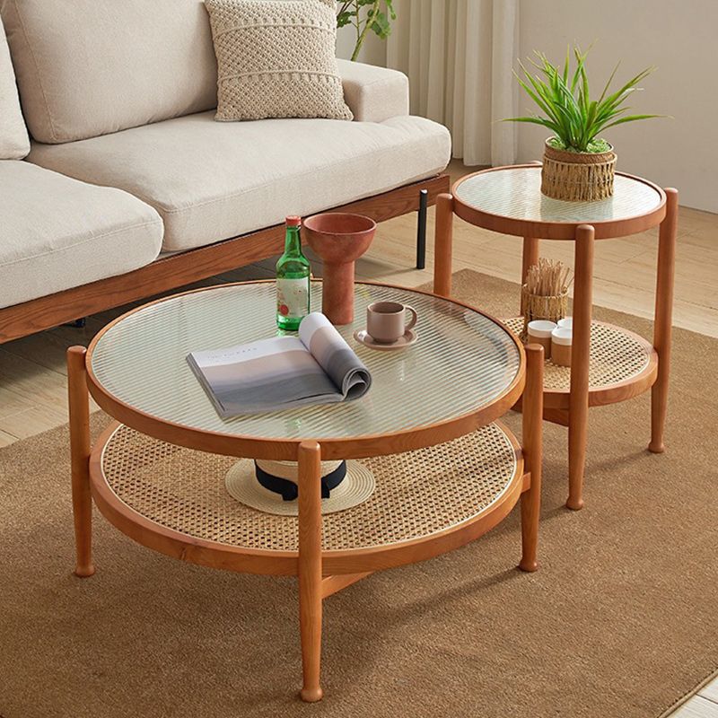 Tropical Coffee Cocktail Table Storage Solid Wood Coffee Table
