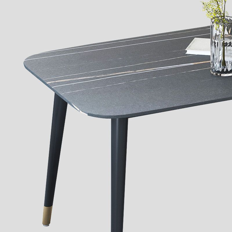 Modern Stone Rectangle Dining Table Home Kitchen Dinner Black Frame Dining Table
