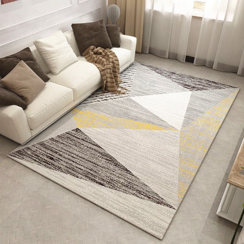 Modern Living Room Area Rug Multi Colored Geometric Rug Synthetics Non-Slip Washable Stain Resistant Indoor Rug
