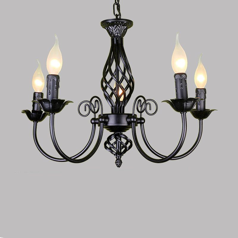 Classic American Minimalism Hanging Chandelier Light Metal Hanging Lamp Kit in Black Finish