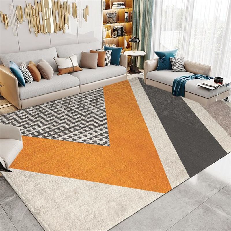Contemporary Houndstooth Print Rug Polyester Area Carpet Stain Resistant Indoor Rug for Living Room