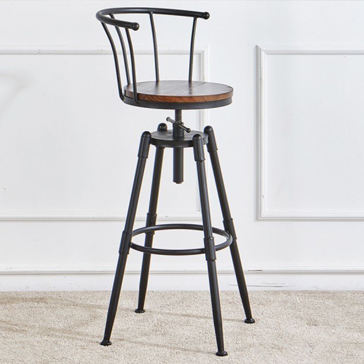 Industrial Backrest Metal Bar Stool Round Furniture in Matte Finish for Home