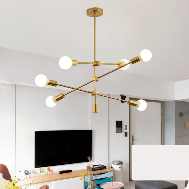 Living Room Chandelier Light Industrial Style Metal Sockets Open Bulb Design Chandelier
