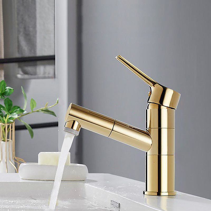 Swivel Spout Basin Faucet Pull-out Luxury Vanity Sink Faucet Circular Brass Faucet