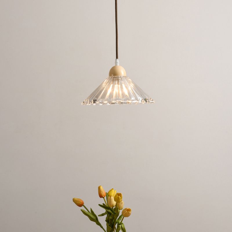 Transparent en verre pendent lampe nordique de style bois suspendu pour salle à manger