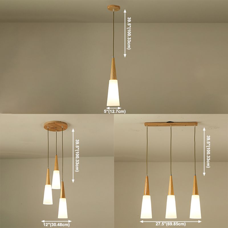 Weißes Glas und Holz anheizt leichte moderne einfache Decke Anhänger Licht für Esszimmer