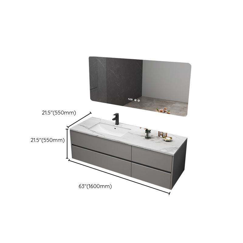 Modern Sink Vanity Wall Mount Bathroom Wooden Vanity Cabinet with Mirror Cabinet