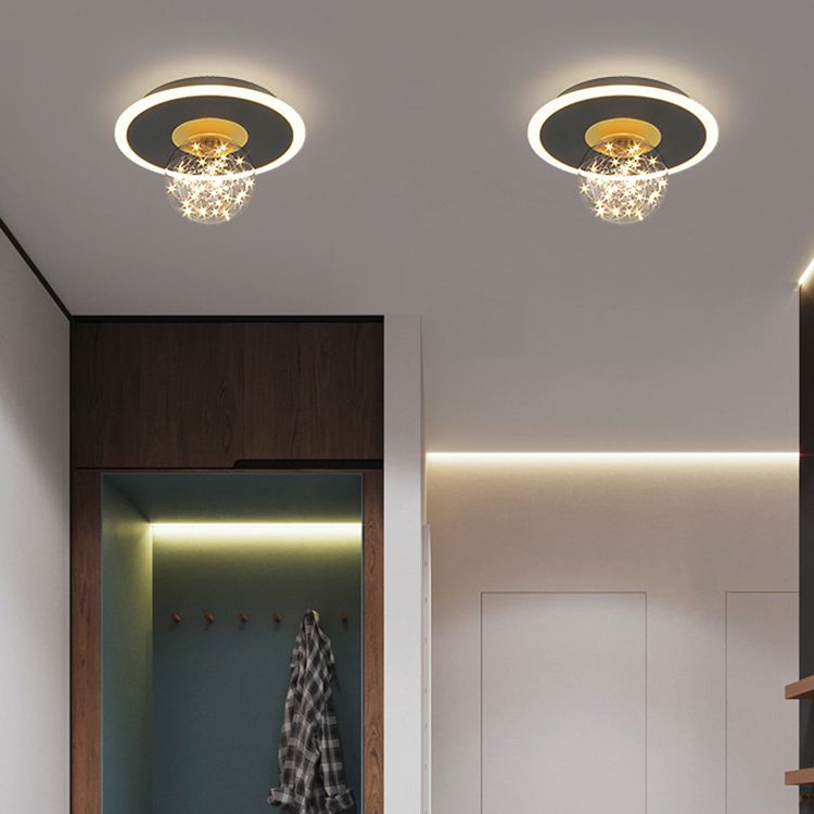 Geometry Shape LED Sky Star Ceiling Lamp Modern Iron 2 Lights Flush Mount for Bedroom