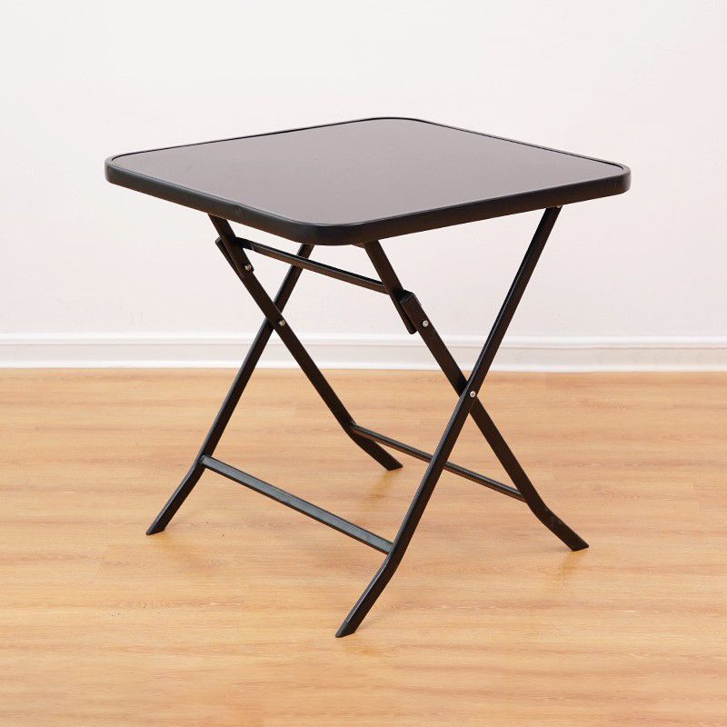 Industrial Tempered Glass Bistro Table Metal Frame Patio Table