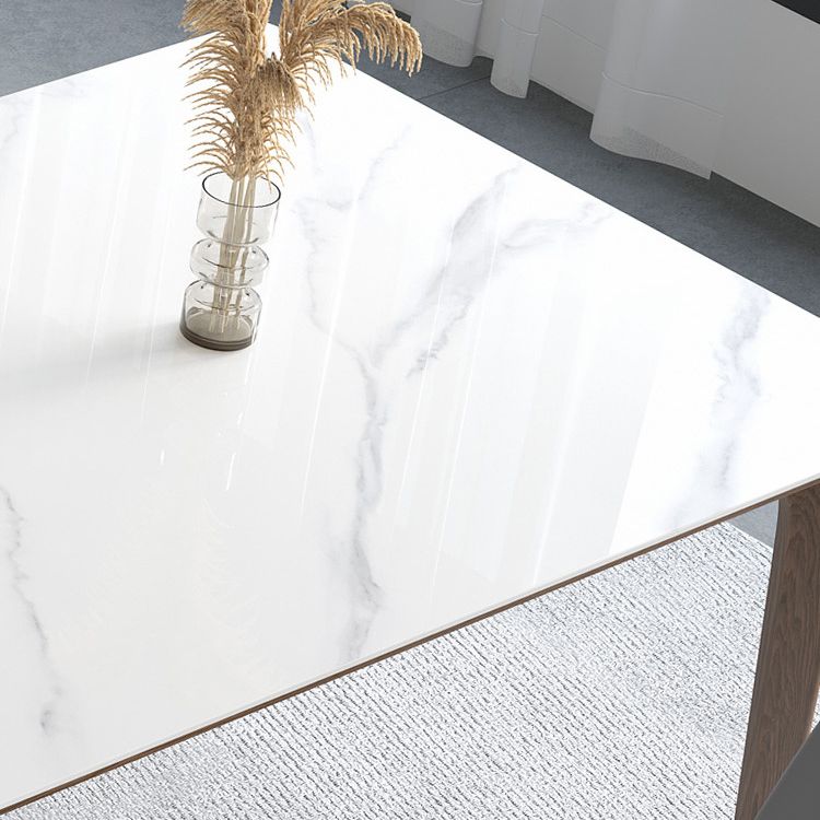 Industrial Style Dinner Table Stone Rectangle Dining Site Table in White