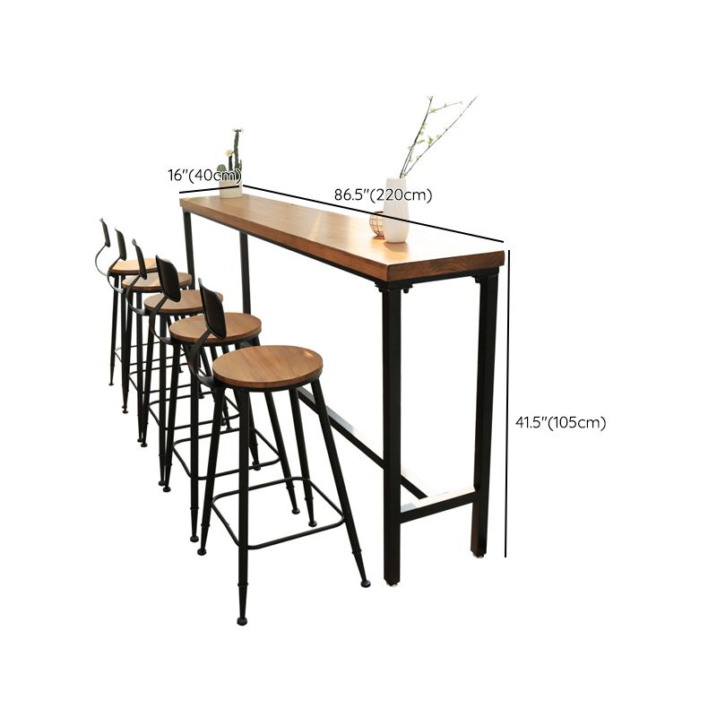 Modern Bar-height Table Solid Wood Top Bistro Pub Table with Black Base