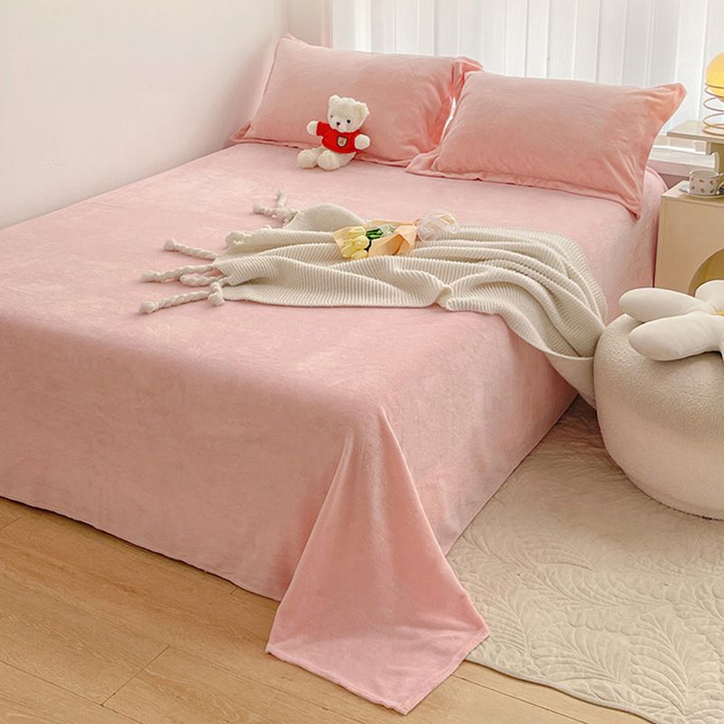 Solid Bed Sheet Set Flannel Elegant Fitted Sheet for Bedroom
