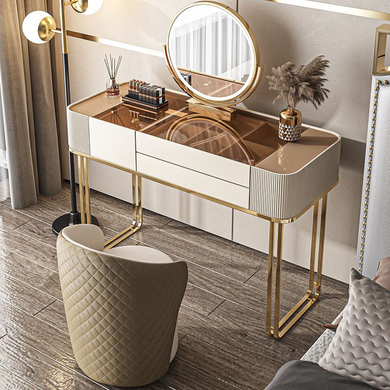 17.72" Wide Vanity Desk with Storage Drawers Glam Glass Dresser Table