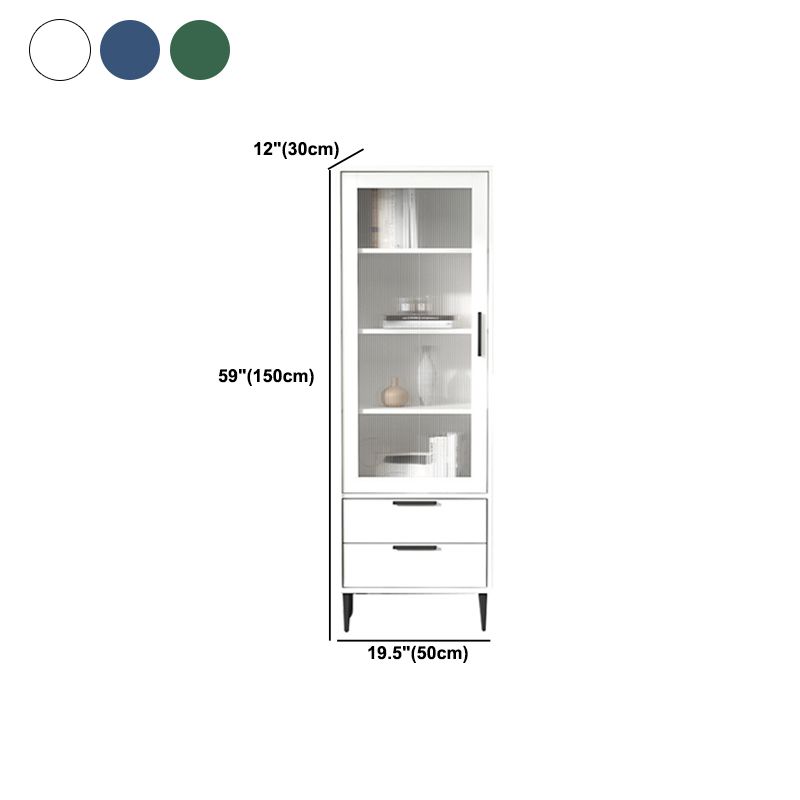 Modern Wooden Accent Cabinet with Glass 1-Door and 2 Drawers