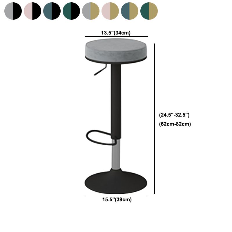 Glam Liftable Rotatable Counter Stool Steel Cafe Bar Stool with Velvet Cushion and Pedal