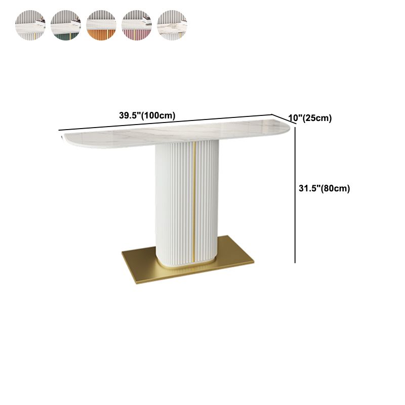 Glam Half Moon Slate Console Table Stain Resistant Pedestal Sofa Console Table