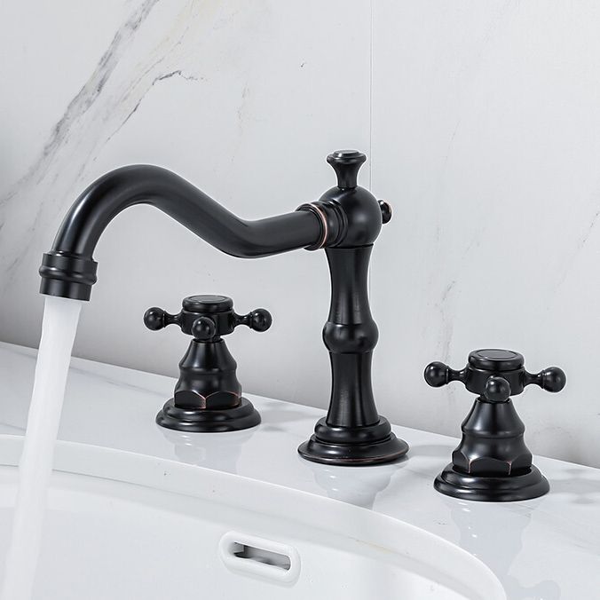 Industrial Wide Spread Bathroom Faucet 2 Cross Handles Lavatory Faucet