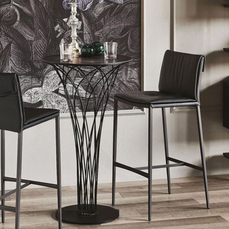 Nordic Style Metal Bar Stool Rectangle Leather Bar Stools for Living Room
