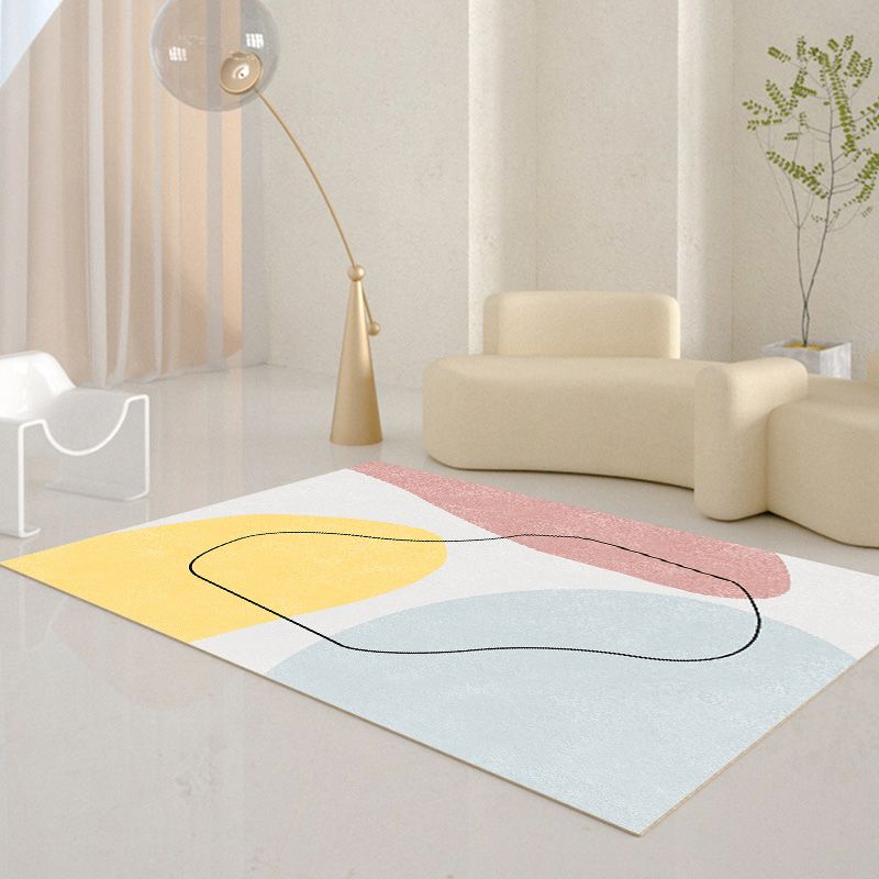 White Tone Home Decoration Carpet Modern Abstract Color Block Area Rug Polyester with Easy Care Rug