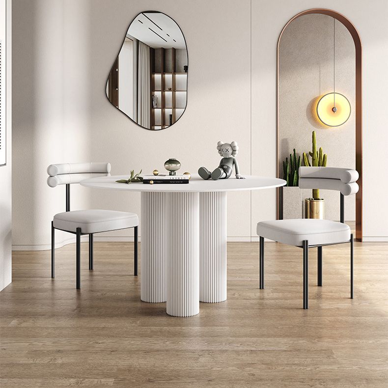 Round Dining Table Stone Top Dining Table with MDF Base for Dining Room