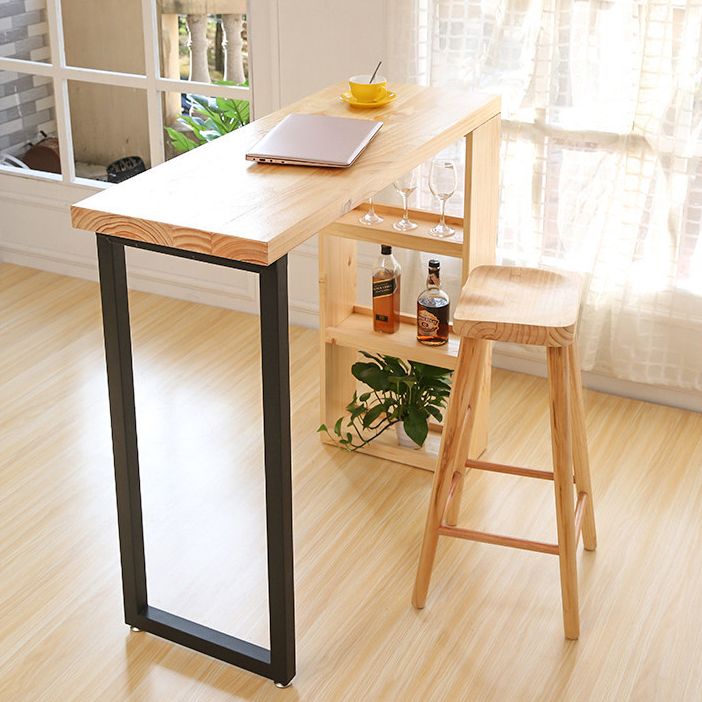 Glam 1/2/3 Pieces Bar Table Set Rectangle Bar Table with Wooden High Stools