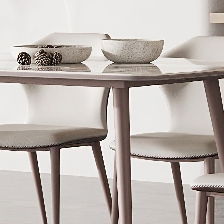 Metal Traditional Luxury Rectangle Dining Table Sintered Stone Top Table with 4 Legs