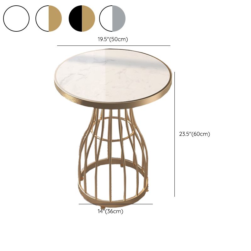 19.7" Frame Metal End Table Glam Round Faux Marble Accent Side Table