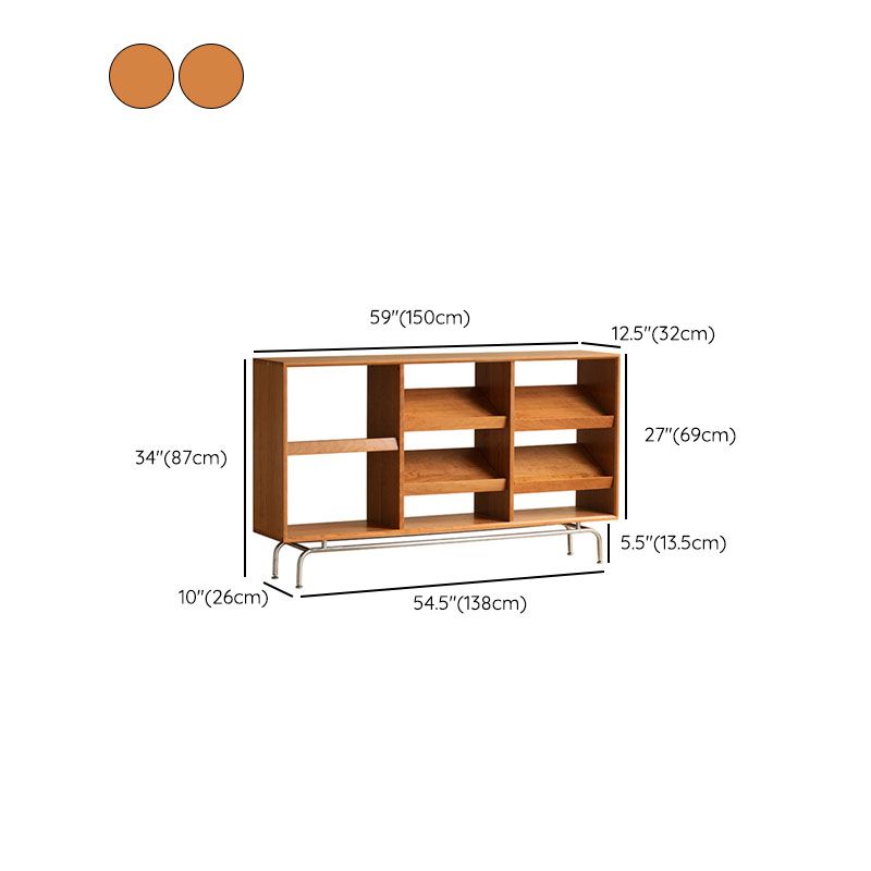 Contemporary Open Back Horizontal Bookshelf Solid Wood Bookshelf for Office