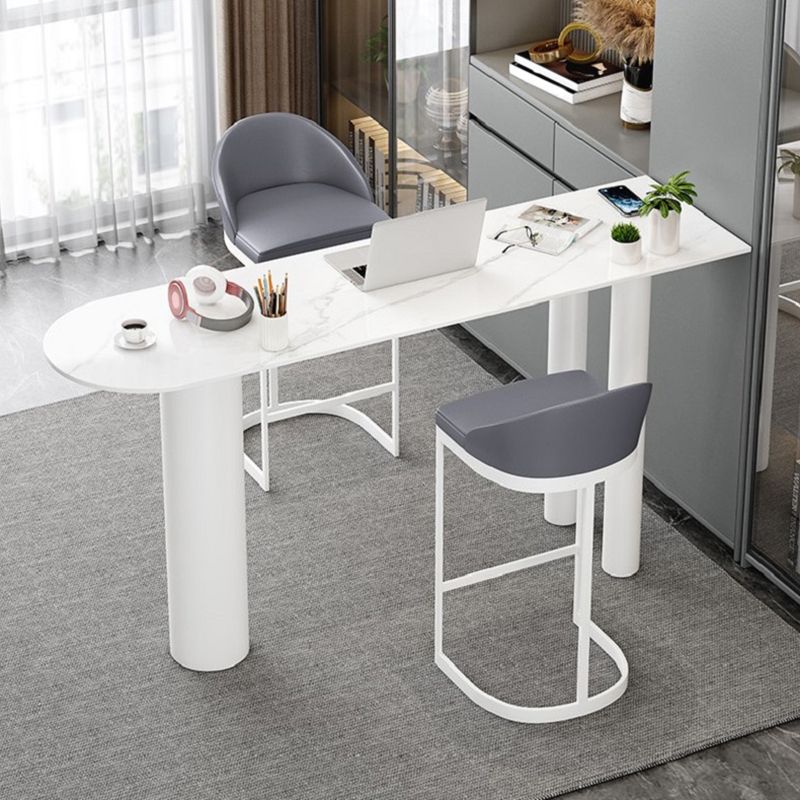 Modern Free Form Bar Table Set 1/3 Pcs Stone Top Bar Table and Upholstered Stools