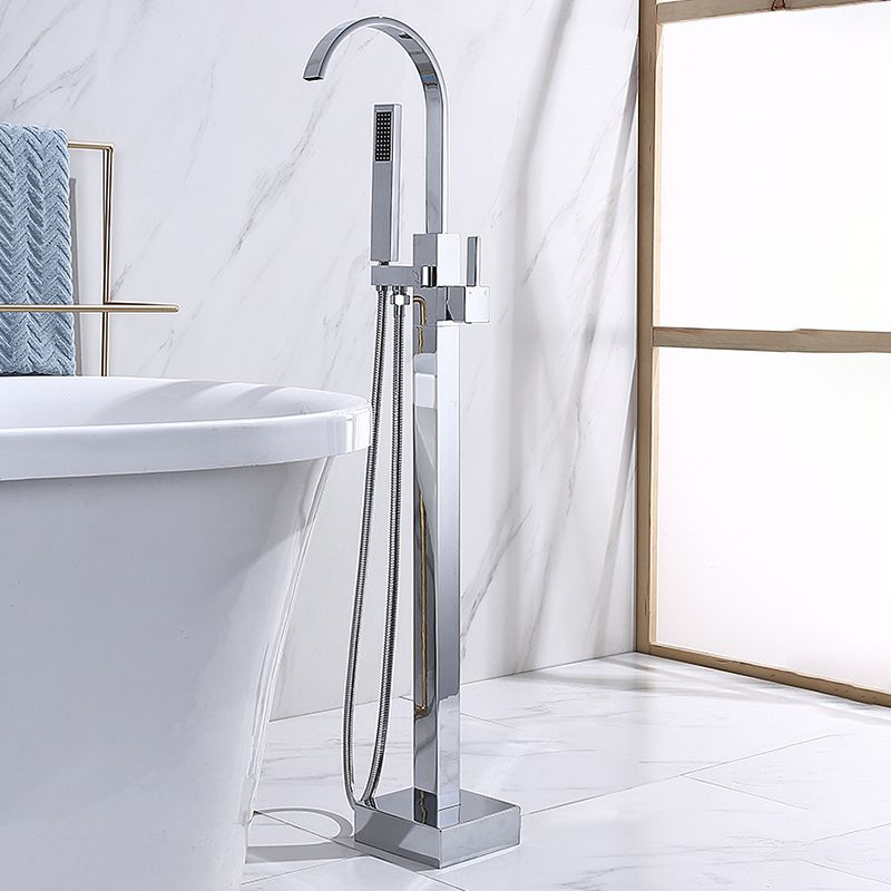 Freestanding Bathtub Faucet Floor Mounted One Lever Handle with Hose