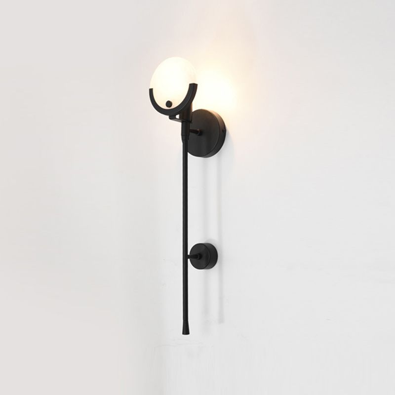 Nordic Metal Wall Light Round Shape 5" Wide Wall Sconce with Mica for Living Room