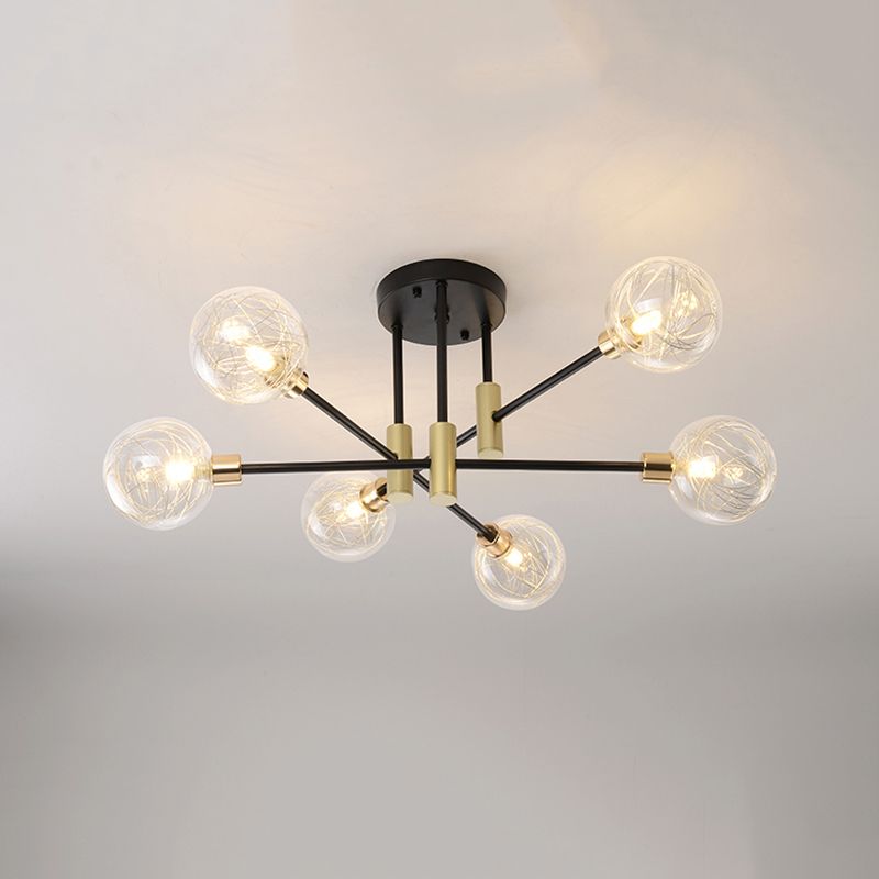 Glass Sputnik Shape Flush Ceiling Light Modern Multi Lights Flush Light Fixtures