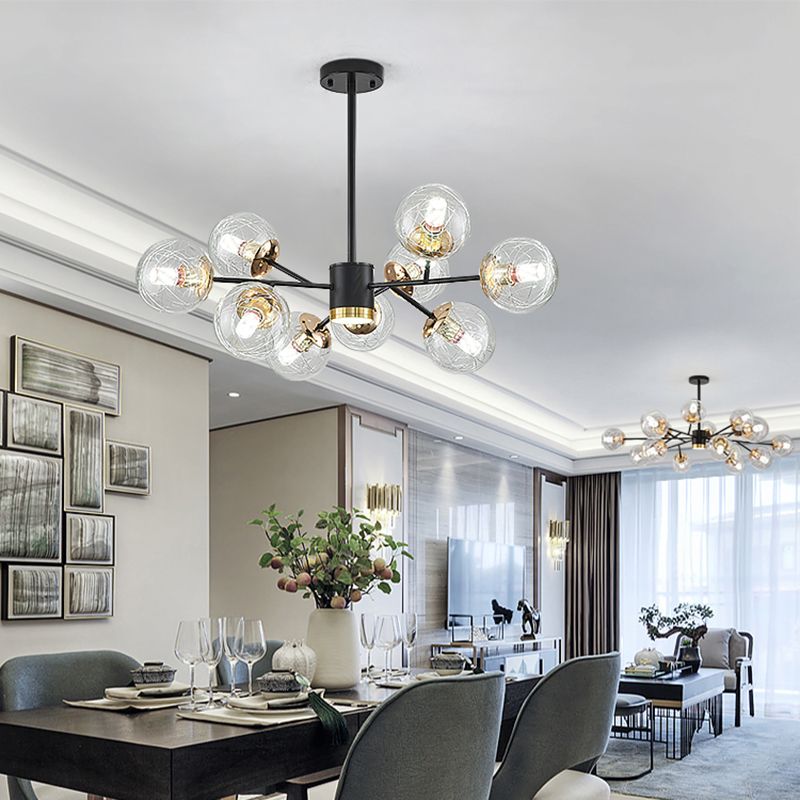 Modern Chandelier Lights Globe-Shaped Pendant Lights Glass Pendant Chandelier for Dining Room
