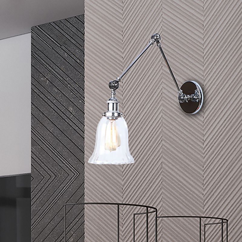 Crome una luz apliques luminoso accesorio de iluminación de campana de vidrio transparente para sala de estar