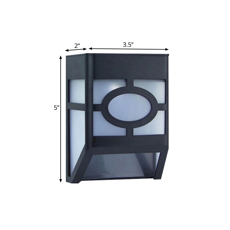 Outdoor RGB LED Wall Sconce Simple Black Solar Powered Wall Mount Lamp with Box Plastic Shade