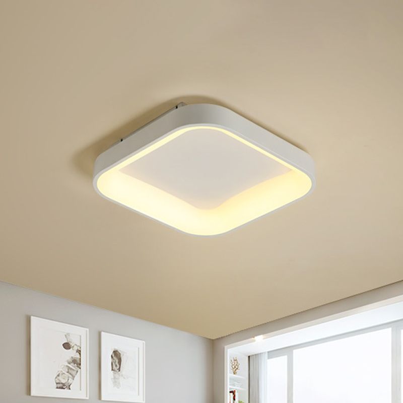Grey/White Square Shell Flush Mount Nordic 18"/23.5" Wide LED Metal Ceiling Lighting in Warm/White Light for Bedroom