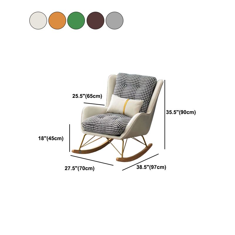 Modern Rocking Chair Doll Cotton Filling Cushion Wingback Rocker Chair with Metal Leg