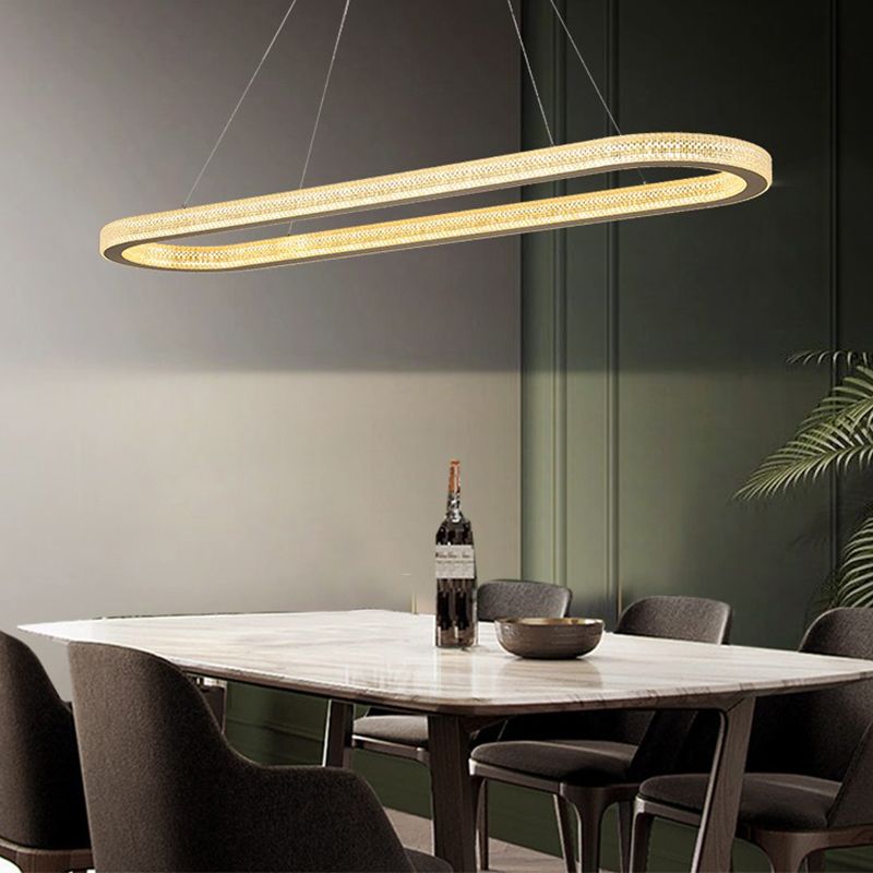 Modern Style Oval Pendant Light Metal 1 Light Pendant Light Fixture