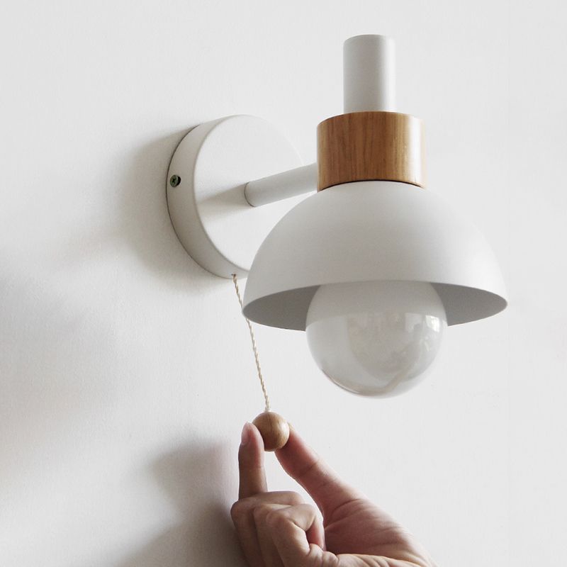 Moderna Macarons Nórdicos Macarons Swade Wall Malet Metal 1 Light Sponces en rosa y blanco