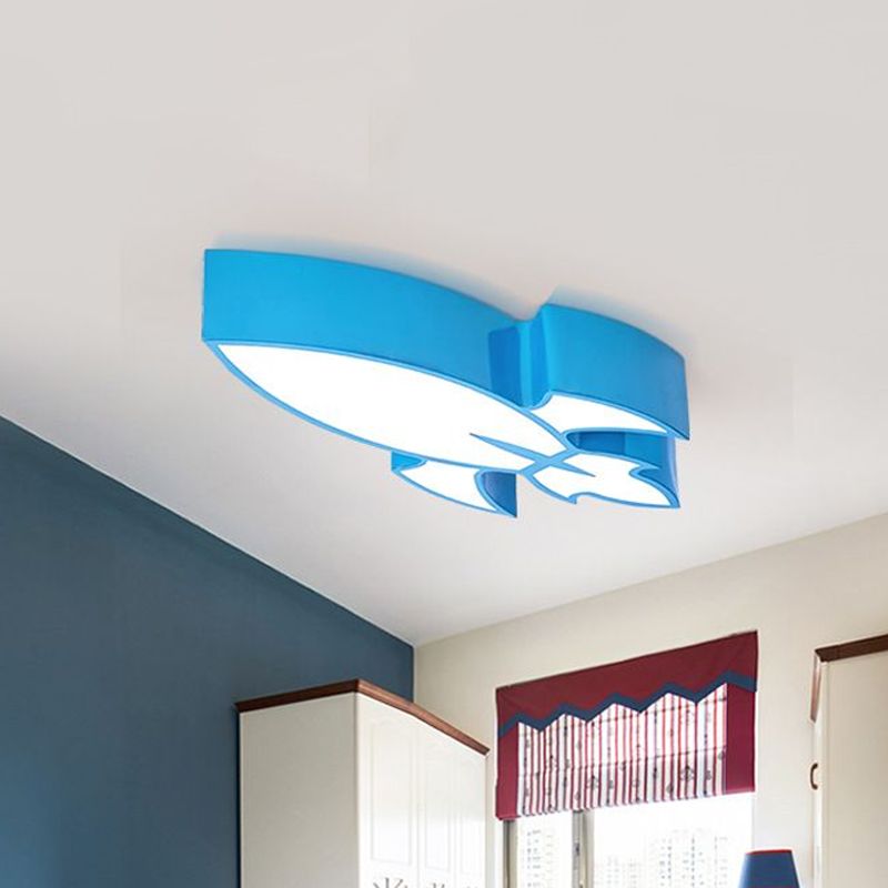 Éclairage encastré de fusée rouge/jaune/bleu Style enfants LED acrylique près du plafonnier