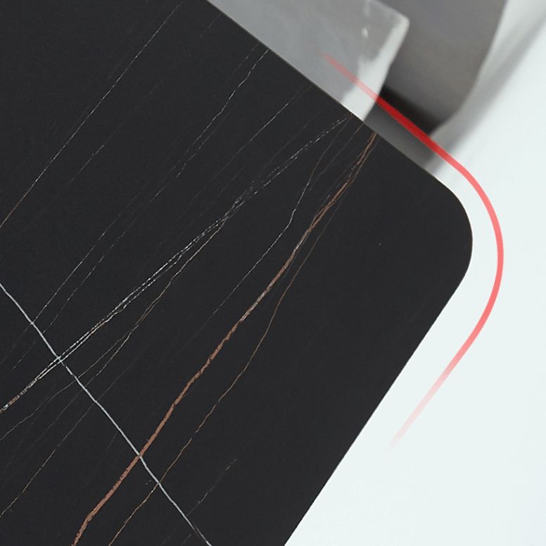 17.7" High Trestle Coffee Table Black Finish Slate Top Cocktail Table