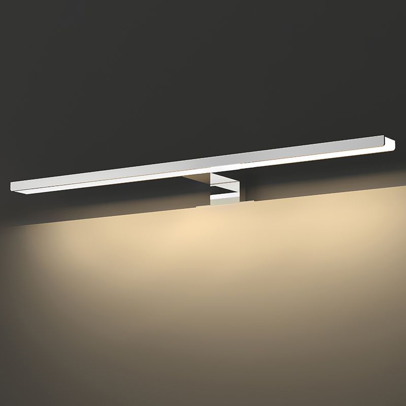 Metal Linear Shade Mirror Wall Lights Modern 1 Head Wall Mount Fixture in Silver