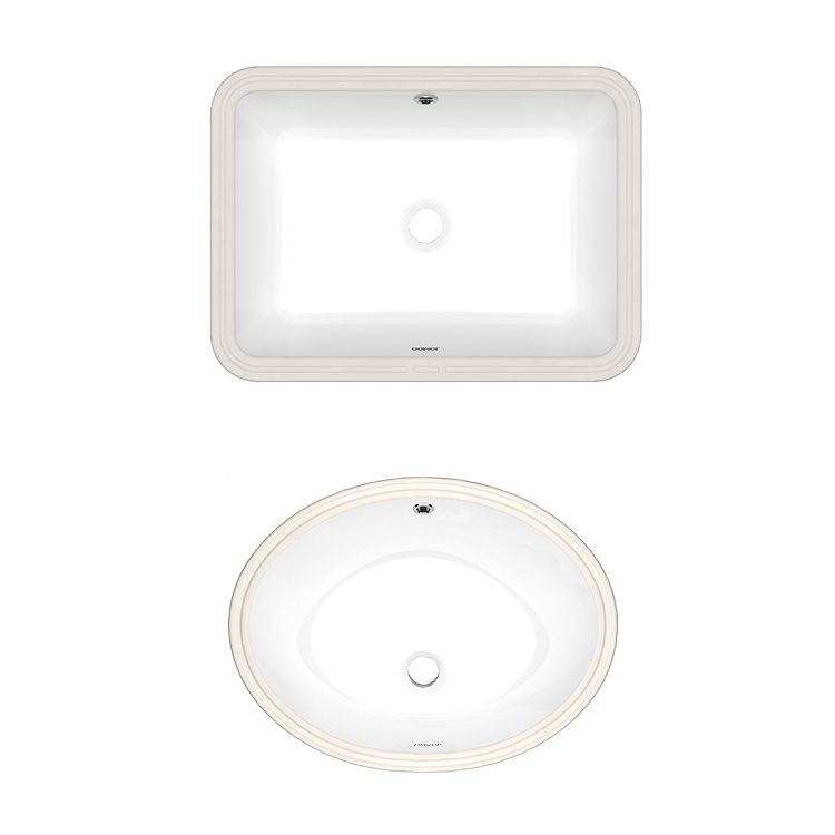 Modern Style Bathroom Sink Overflow Hole Design Undermount Ceramic Bathroom Sink