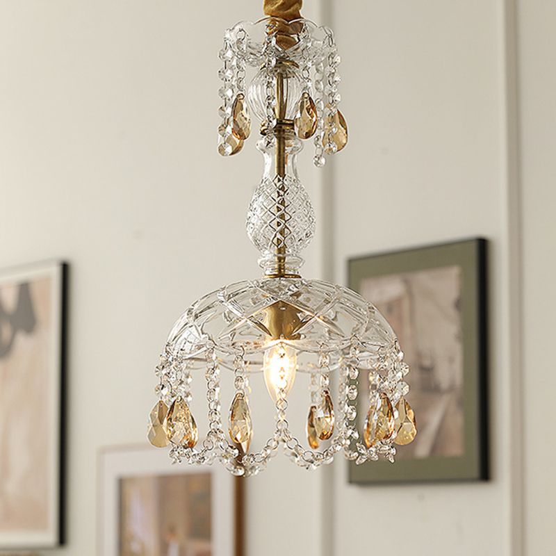 Moderner Stil einzigartiger Schatten hängend hängendes Glas 1 hängende Lampe mit Kristall