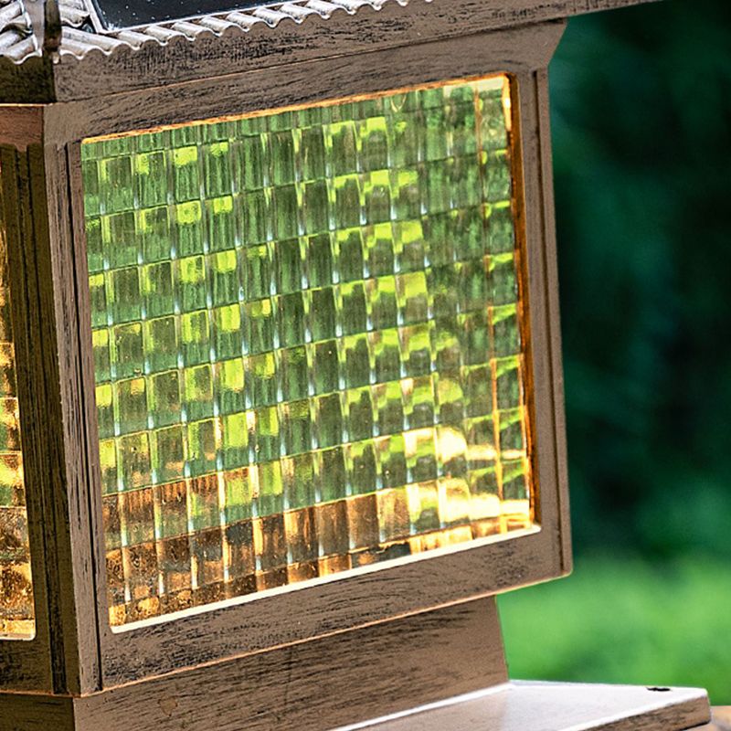 Rectangular Shape Metal Solar Pillar Lamp Modern-Style 1 Light Outdoor Waterproof Light