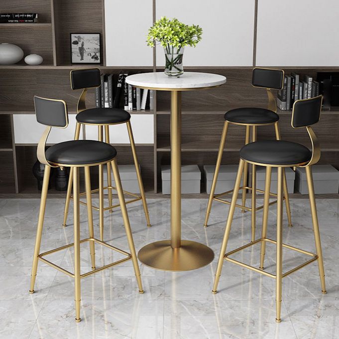 Glam Style Gold Iron Bar Table Marble Top Bistro Table - 21.6"W x 41.3"H