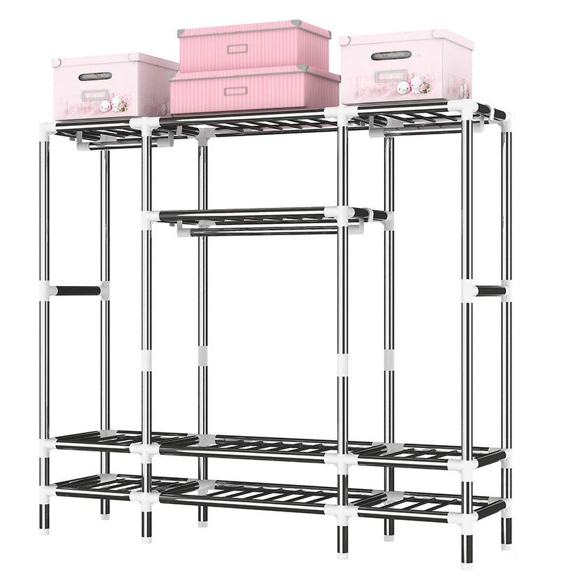 Steel Wardrobe Cabinet with Shelves Modern Wardrobe Armoire with Drawer