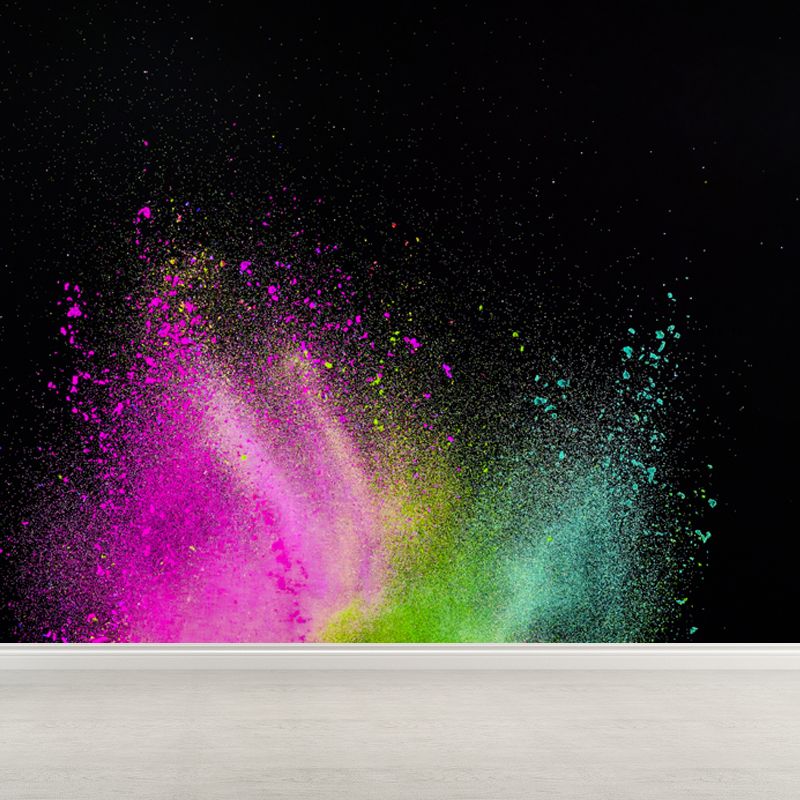Colorful Powder Explosion Mural Wallpaper Stain Resistant Modern Living Room Wall Art