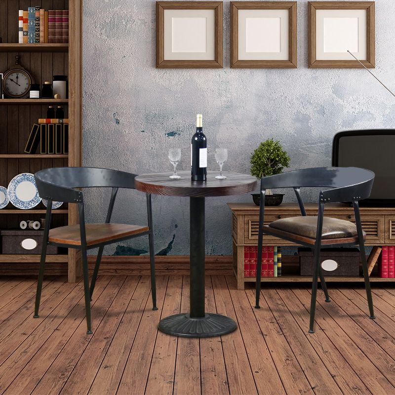 Modern Solid Wood Dining Table Metal Pedestal Base Dining Table for Home Use