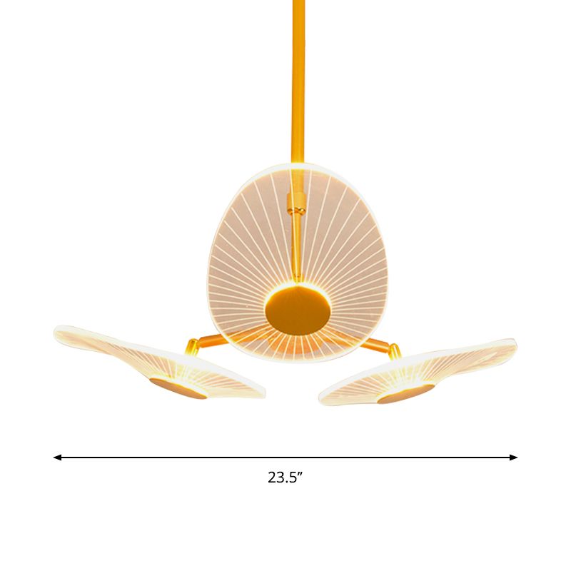 Ovales Kronleuchter leicht modernistische Acryl -LED -Goldhanglampen -Kit in warmem/weißem Licht für Schlafzimmer